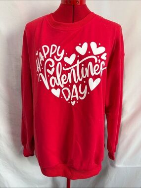 Happy Valentine's Day Red Graphic Sweatshirt